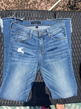 Flying Monkey Light Blue Distressed Cropped Jeans